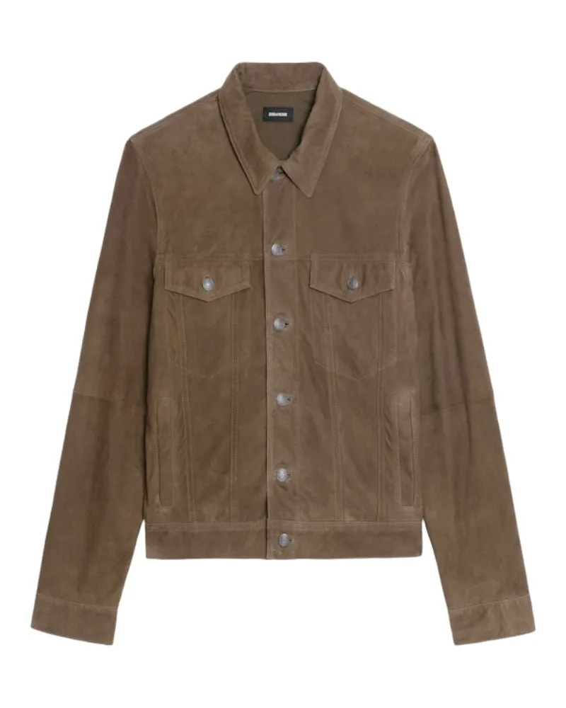 Zadig & Voltaire Jacke Bases Veloursleder Grün