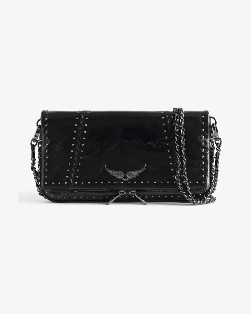 Zadig & Voltaire Clutch Rock Vintage Patent Studs Schwarz