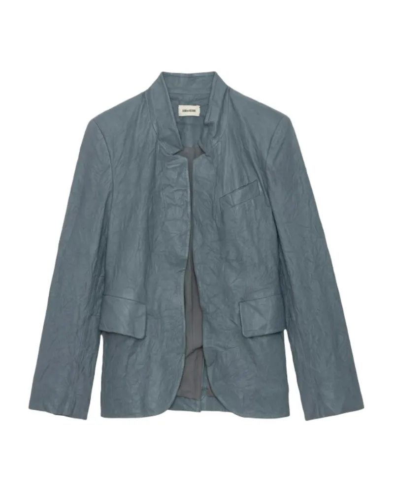 Zadig & Voltaire Blazer Verys Crinkle-Leder Blau