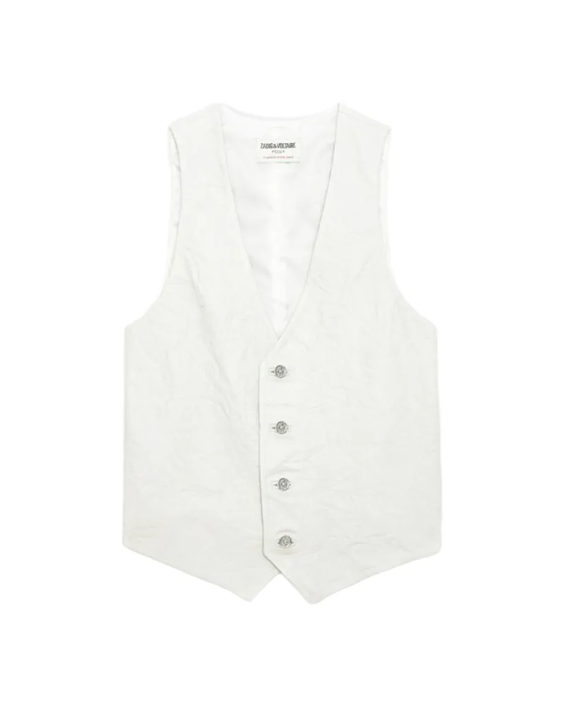 Zadig & Voltaire Weste Emilie Knitterleder Weiß