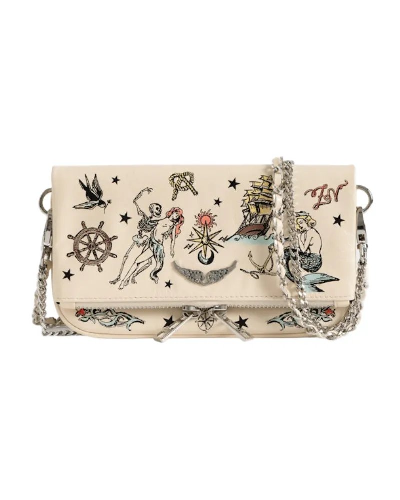 Zadig & Voltaire Clutch Rock Mini Tattoo Weiß