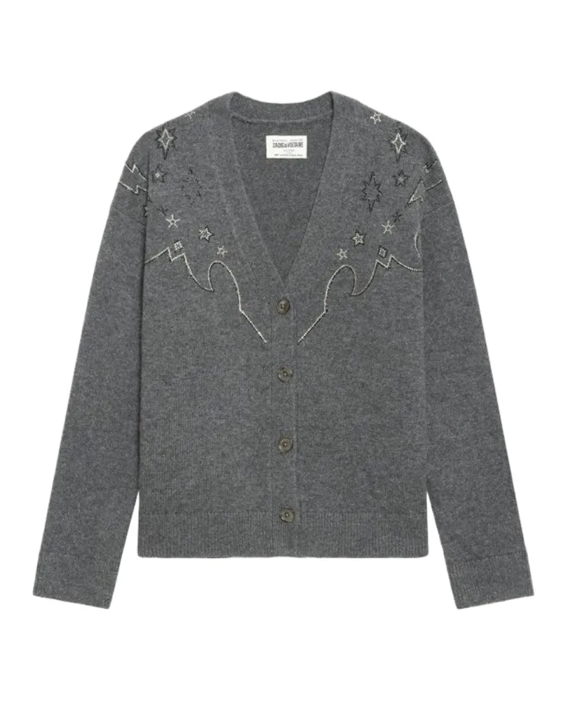 Zadig & Voltaire Mirkaz Cardigan 100% Kaschmir Grau
