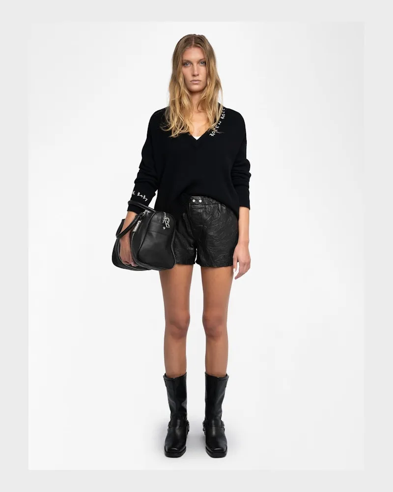 Zadig & Voltaire Short Pax Knitterledershorts Schwarz
