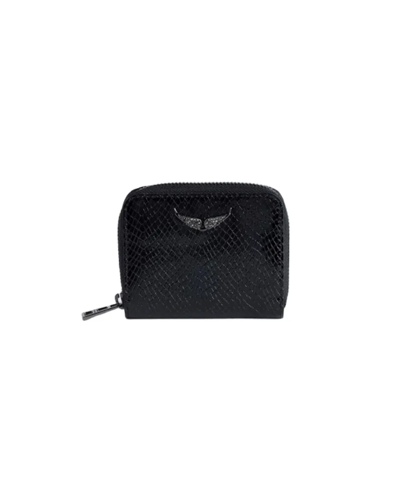 Zadig & Voltaire Mini ZV Glossy Wild Geprägte Geldbörse Schwarz