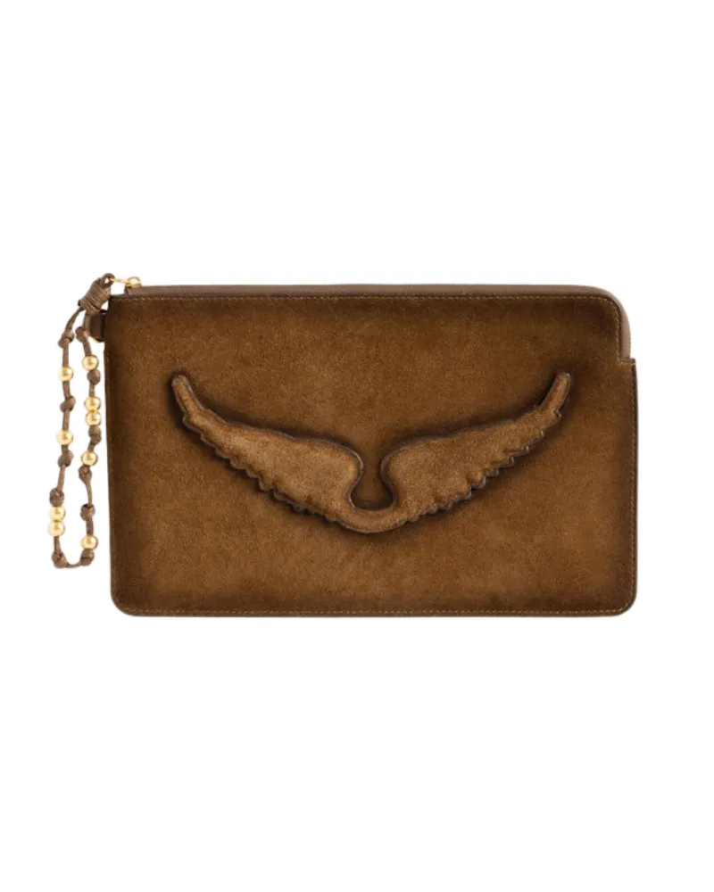Zadig & Voltaire Angel Pouch Used Clutch Braun