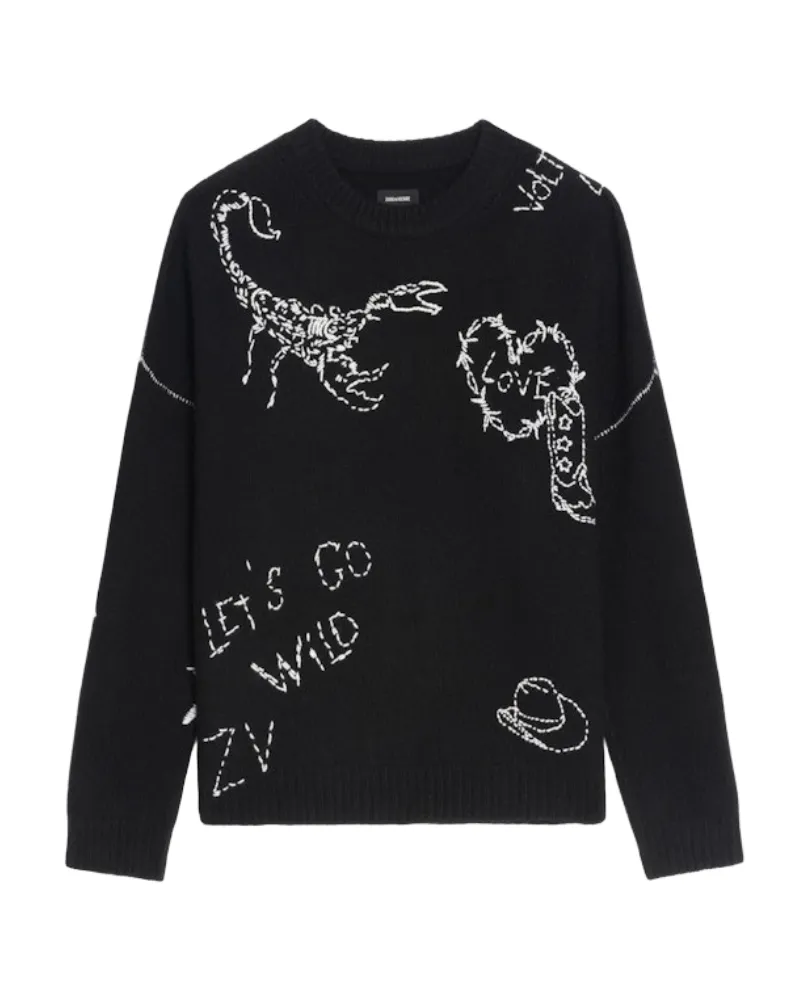 Zadig & Voltaire Pullover Baba 100% Merinowolle Schwarz