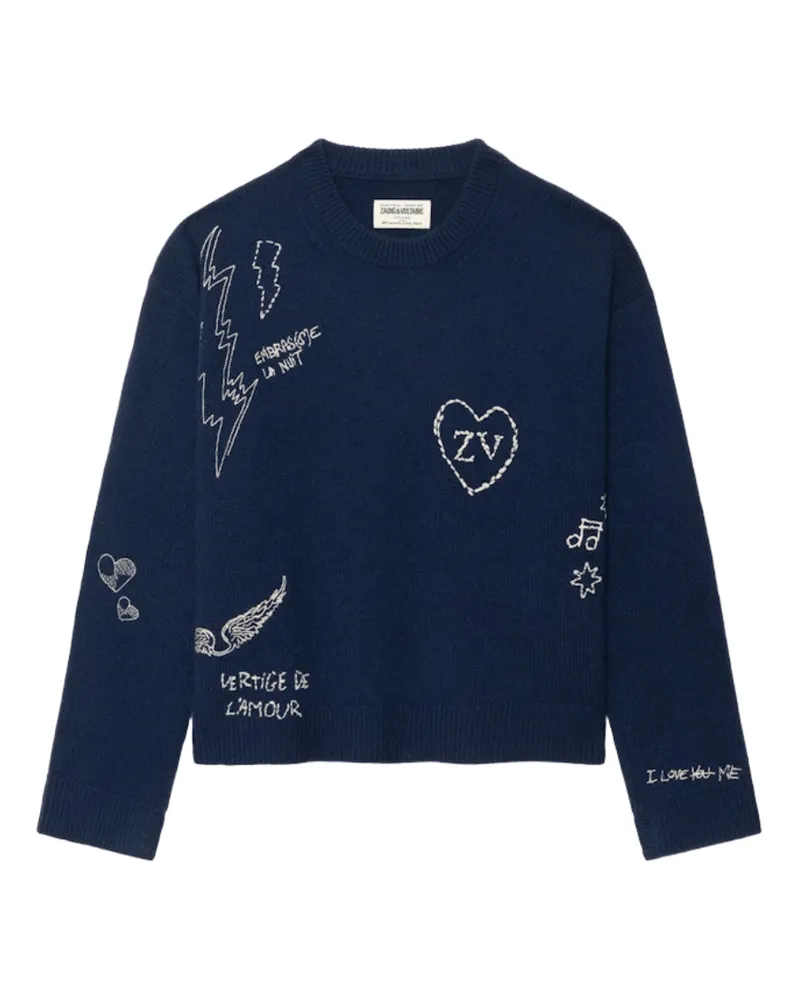 Zadig & Voltaire Markuz Pullover 100% Kaschmir Blau