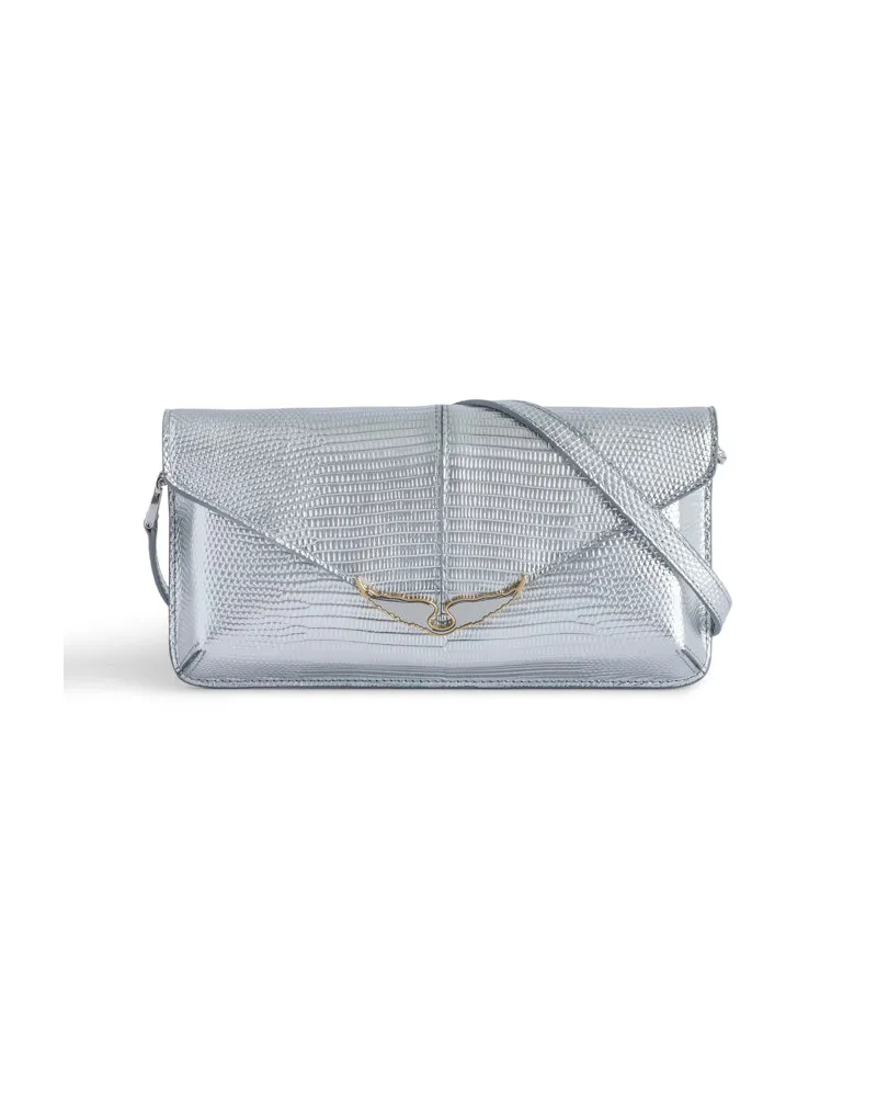 Zadig & Voltaire Clutch Bordeline Geprägt Metallic Silver