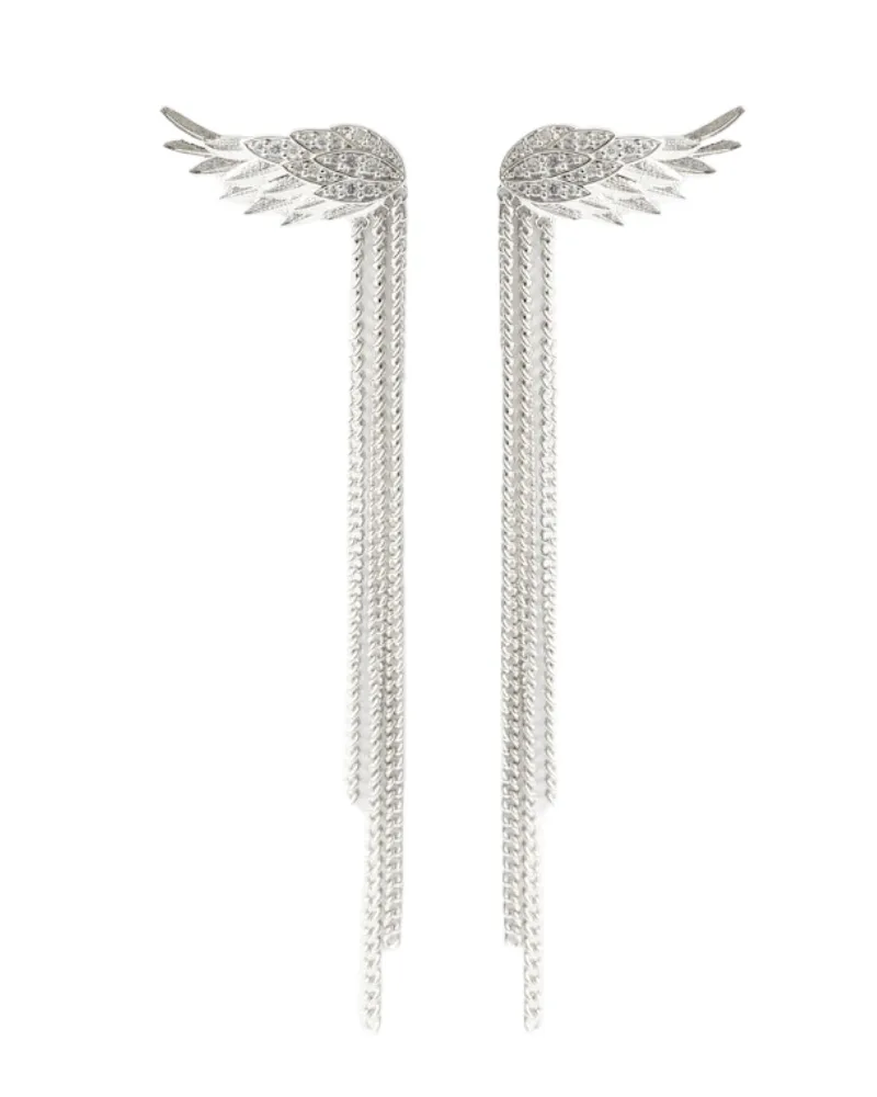 Zadig & Voltaire Rock Feather Chain Ohrringe Silber