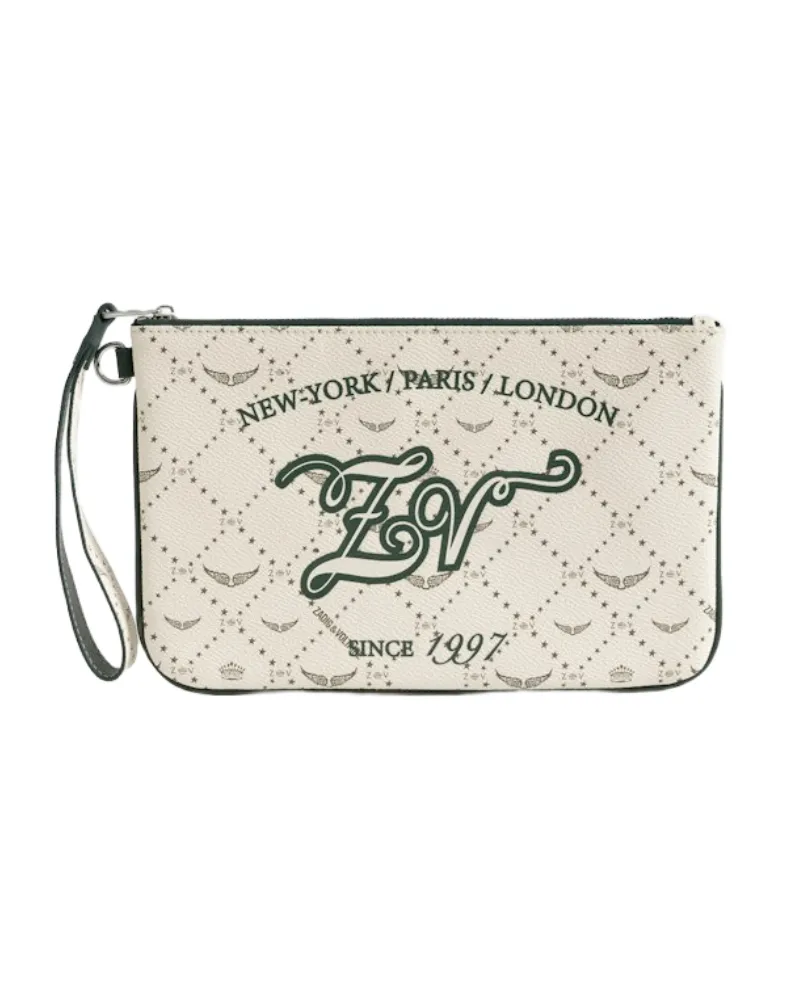 Zadig & Voltaire Z Pouch Monogram Tennis Clutch Weiß