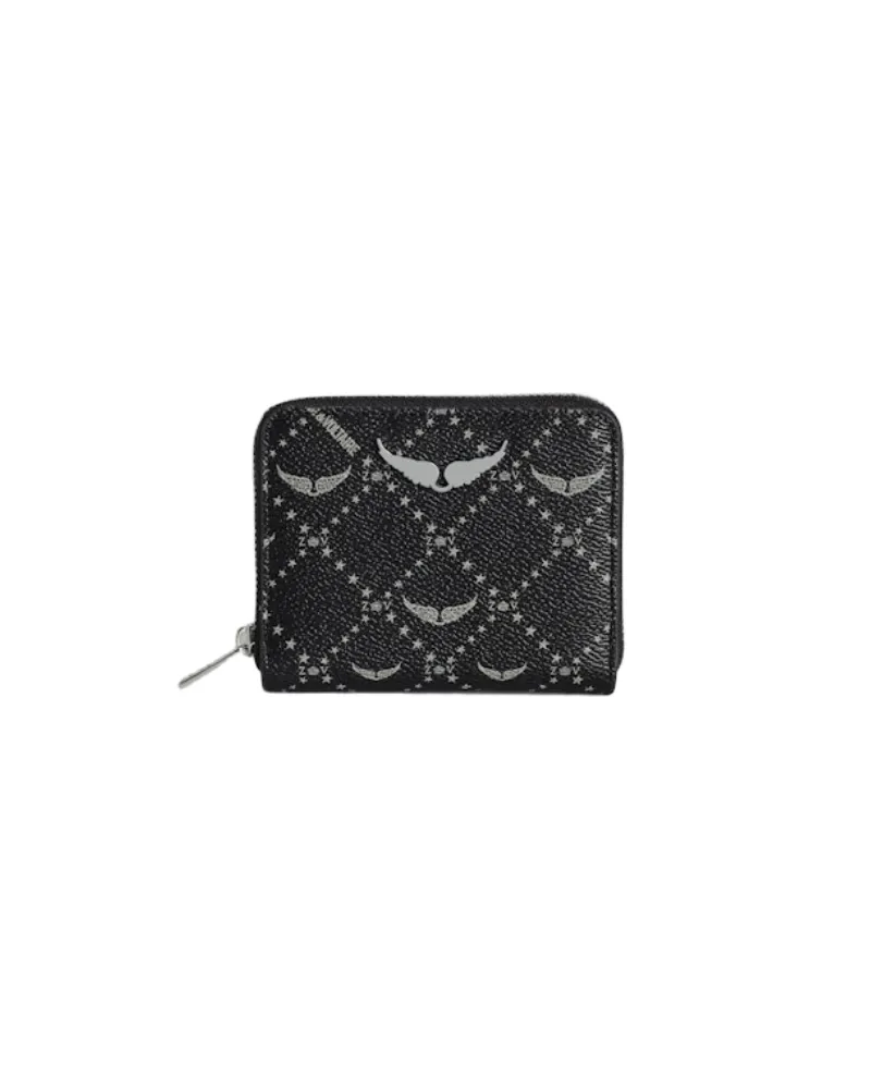 Zadig & Voltaire Mini ZV Monogram Geldbörse Schwarz