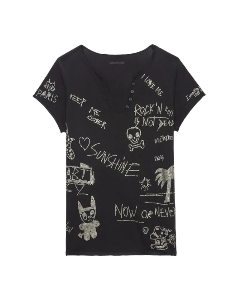 Zadig & Voltaire Henley-Shirt Schwarz