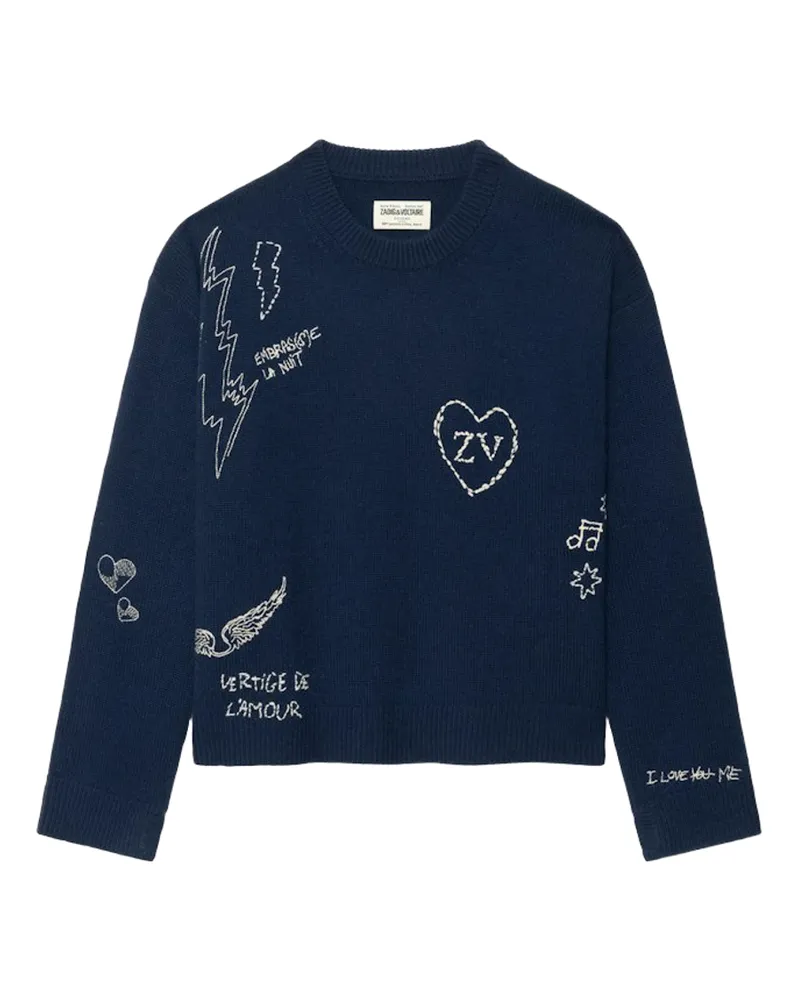 Zadig & Voltaire Markuz Pullover 100% Kaschmir Blau