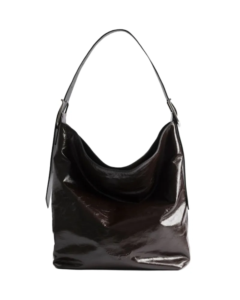 Zadig & Voltaire Jane Hobo Vintage Patent Tasche Braun