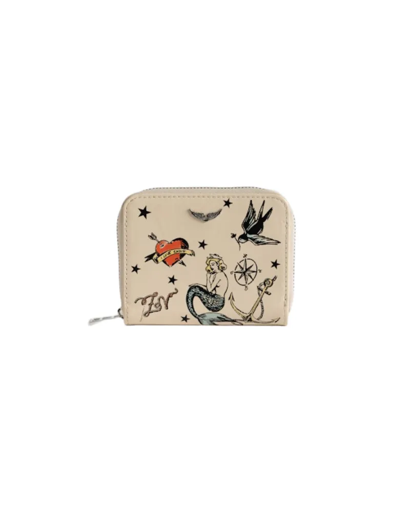 Zadig & Voltaire Mini ZV Tattoo Geldbörse Weiß
