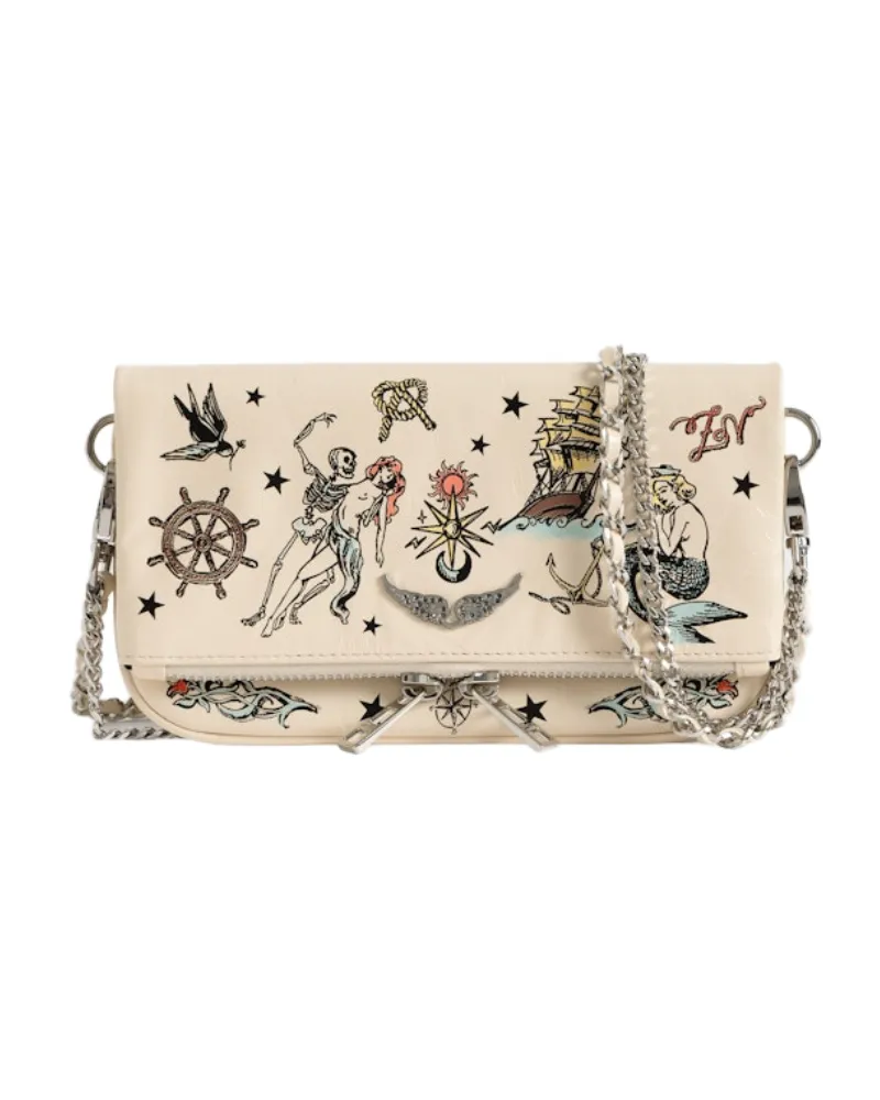 Zadig & Voltaire Clutch Rock Mini Tattoo Weiß