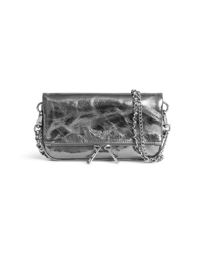 Zadig & Voltaire Rock Nano Vintage Metal Clutch Grau
