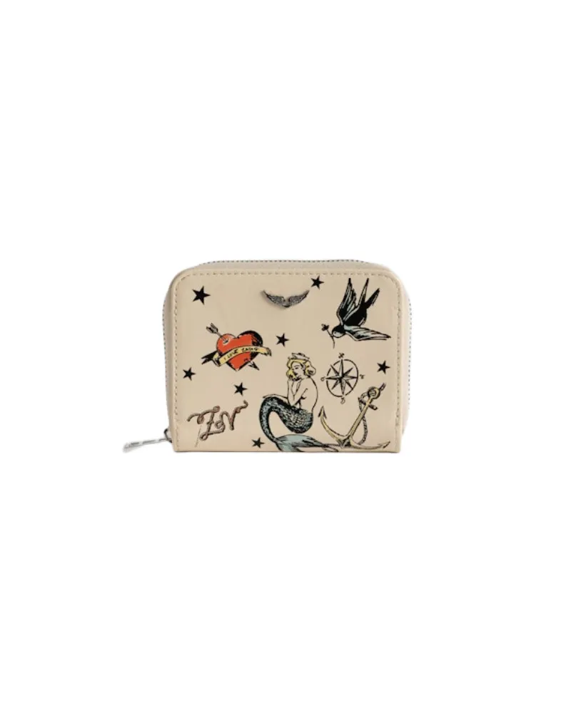 Zadig & Voltaire Mini ZV Tattoo Geldbörse Weiß