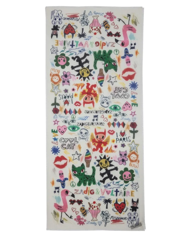 Zadig & Voltaire Maxi Delta Humberto Schal Weiß