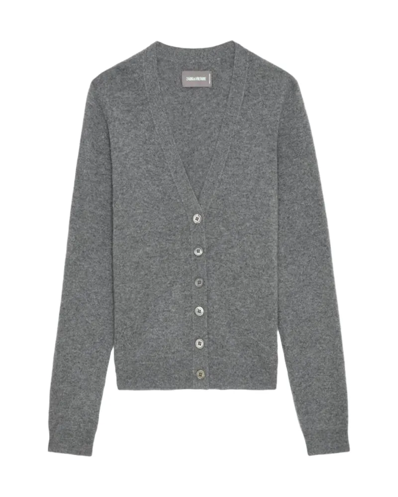 Zadig & Voltaire Cardigan Jemmy Patch 100% Kaschmir Grau