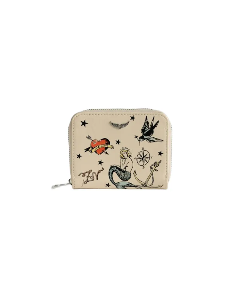 Zadig & Voltaire Mini ZV Tattoo Geldbörse Weiß