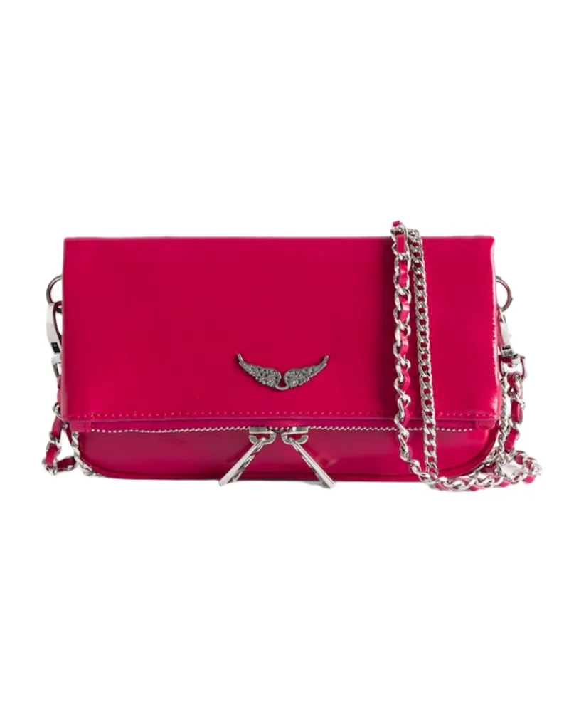 Zadig & Voltaire Rock Mini Vintage Patent Clutch Rosa