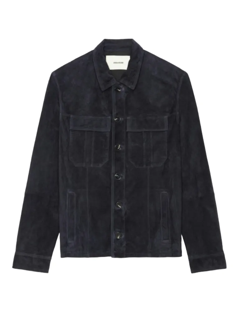 Zadig & Voltaire Kuba Leder-Suede Jacke Blau