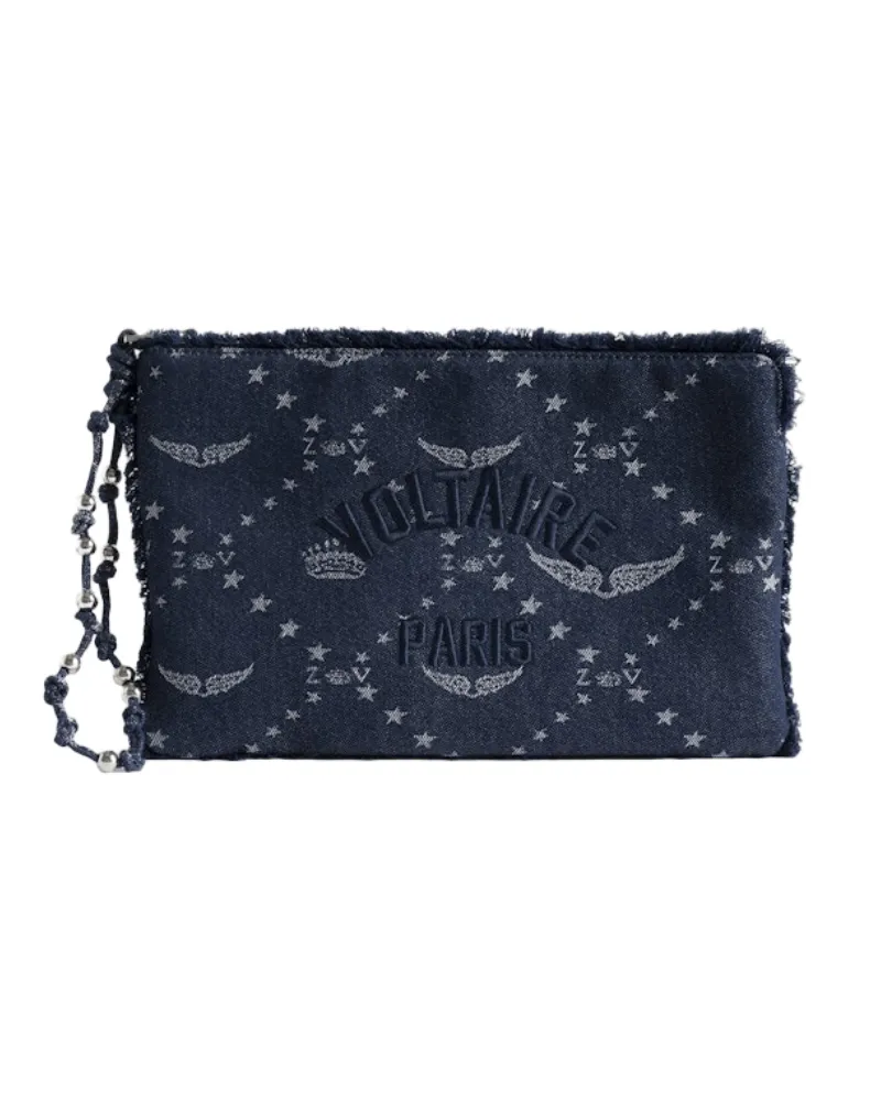 Zadig & Voltaire Clutch Angel Denim Monogram Blau