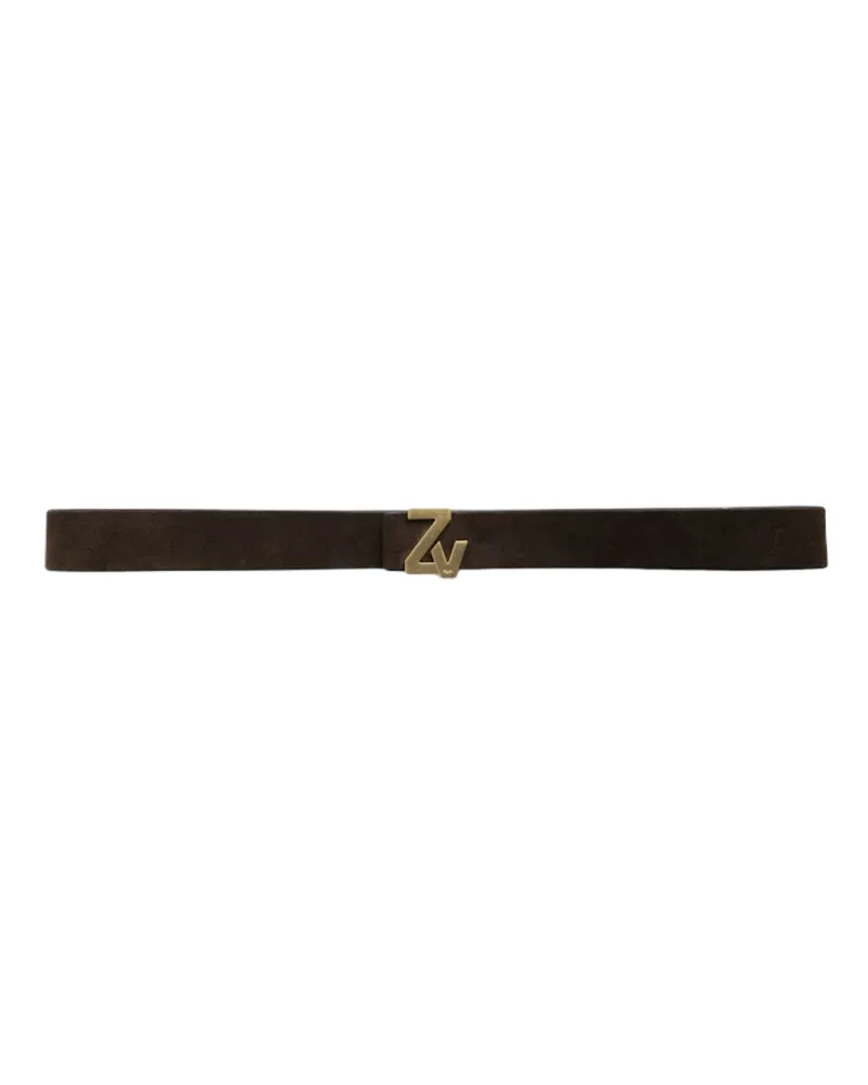 Zadig & Voltaire ZV Initiale La Belt 30mm Wildleder Gürtel Braun