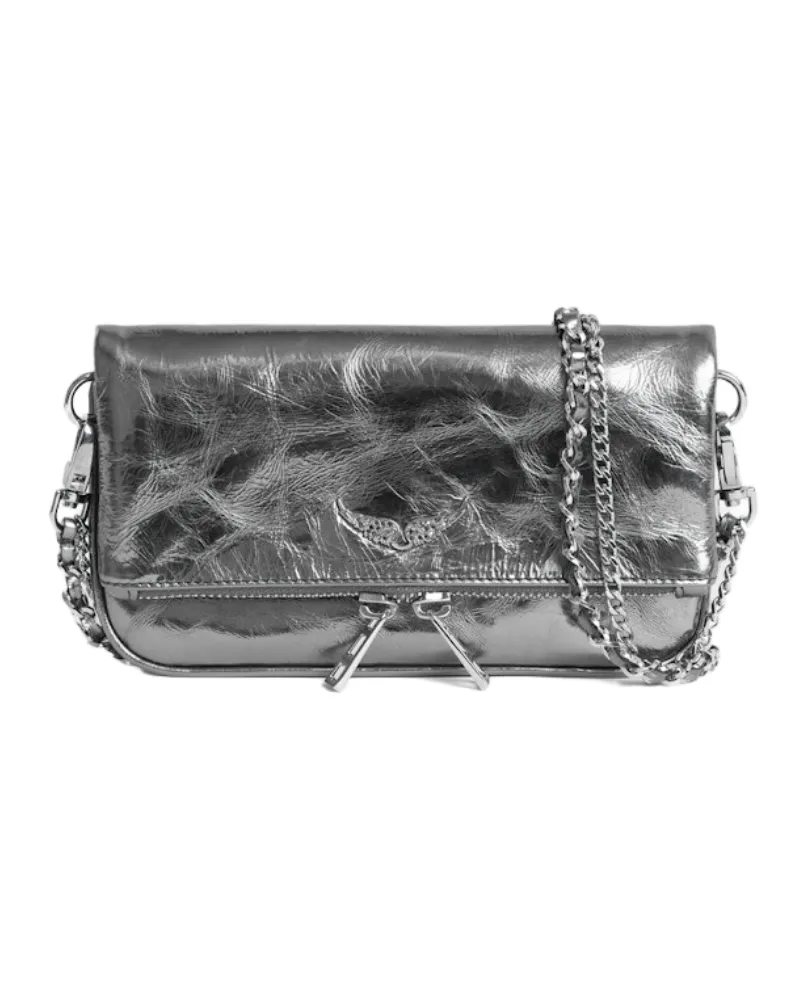 Zadig & Voltaire Rock Mini Vintage Metal Clutch Grau