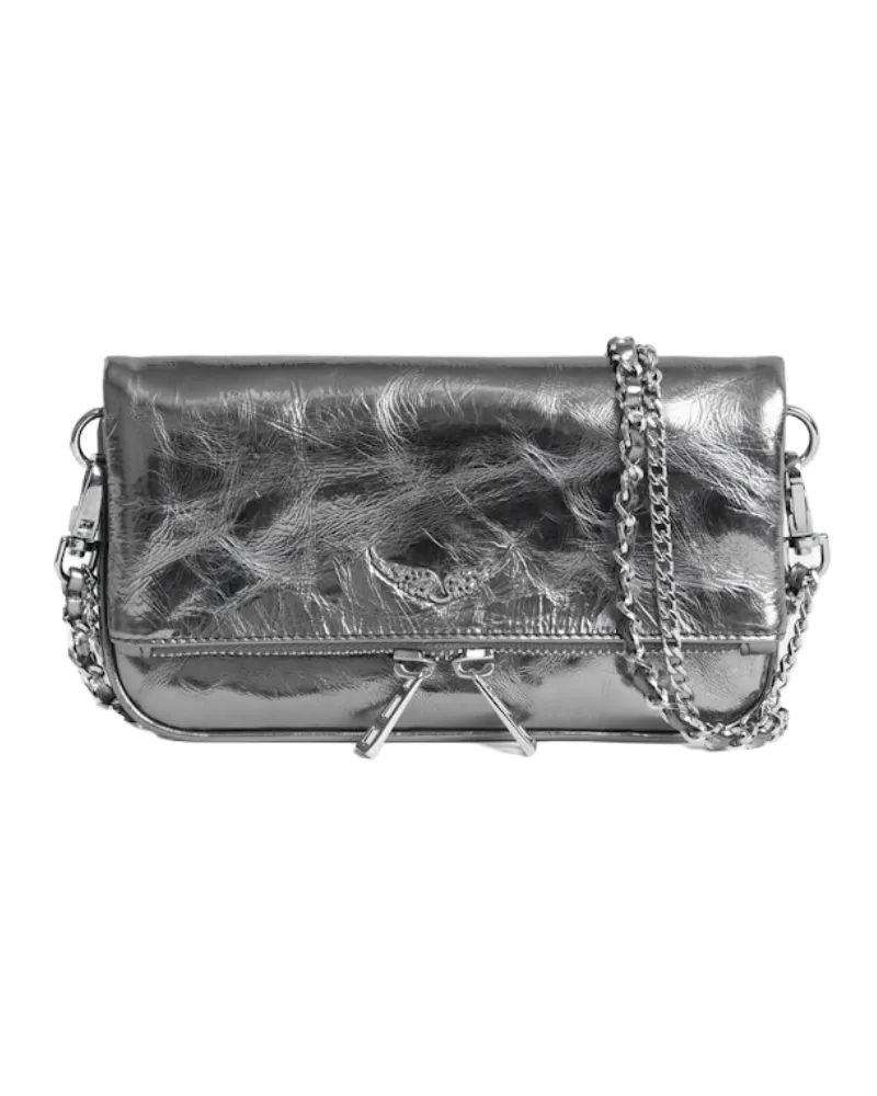 Zadig & Voltaire Rock Nano Vintage Metal Clutch Grau