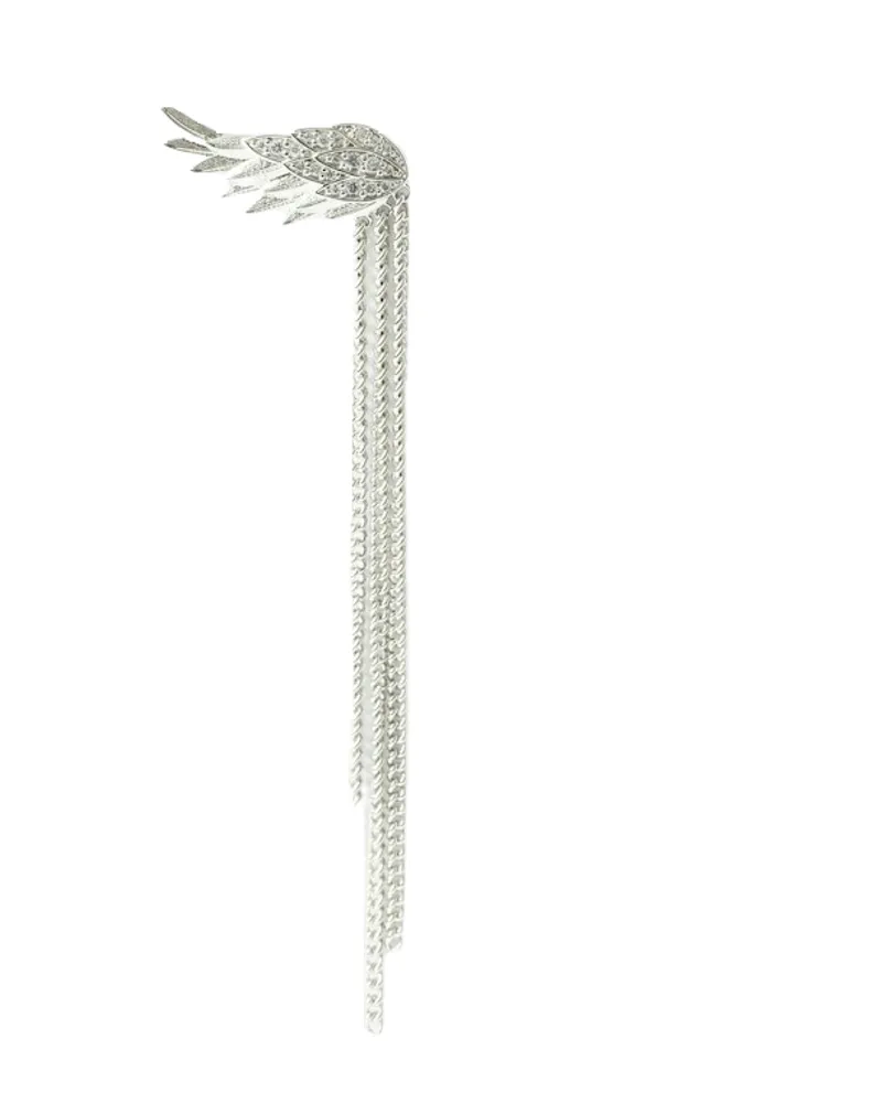 Zadig & Voltaire Rock Feather Chain Ohrringe Silber