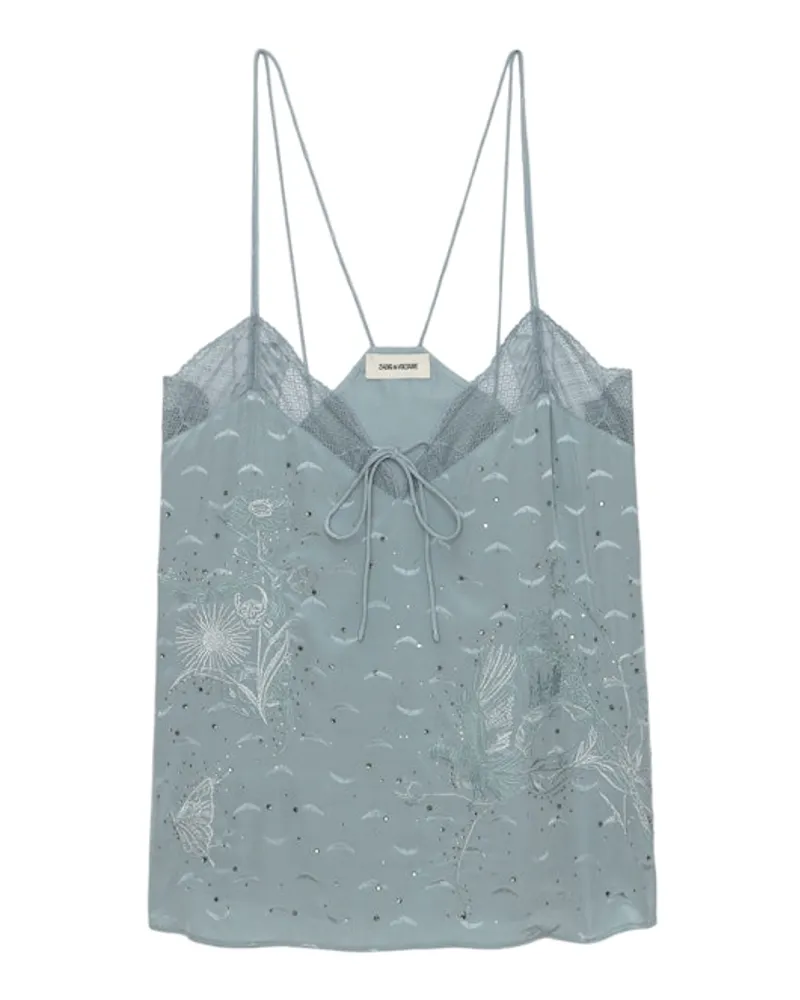 Zadig & Voltaire Trägertop Capela Strass Seide Jacquard Glacier