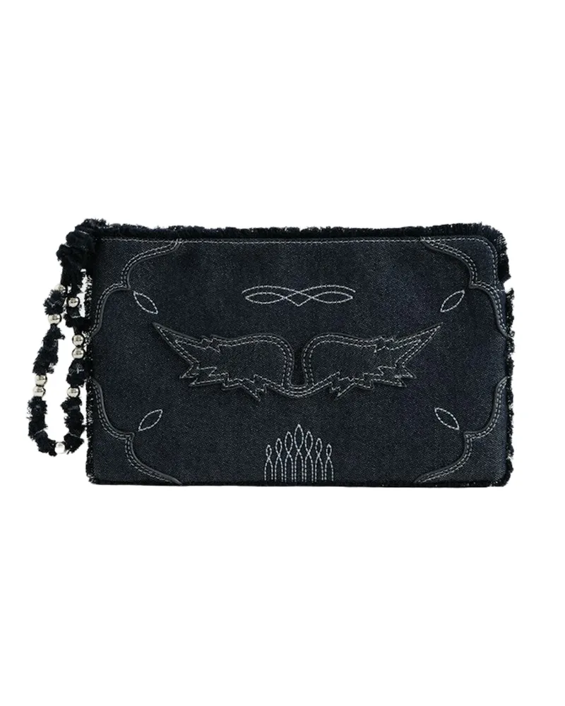 Zadig & Voltaire Angel Denim Western Clutch Blau