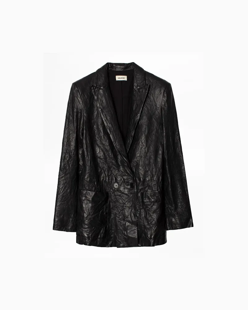 Zadig & Voltaire Jacke Visko Knitterlederjacke Schwarz