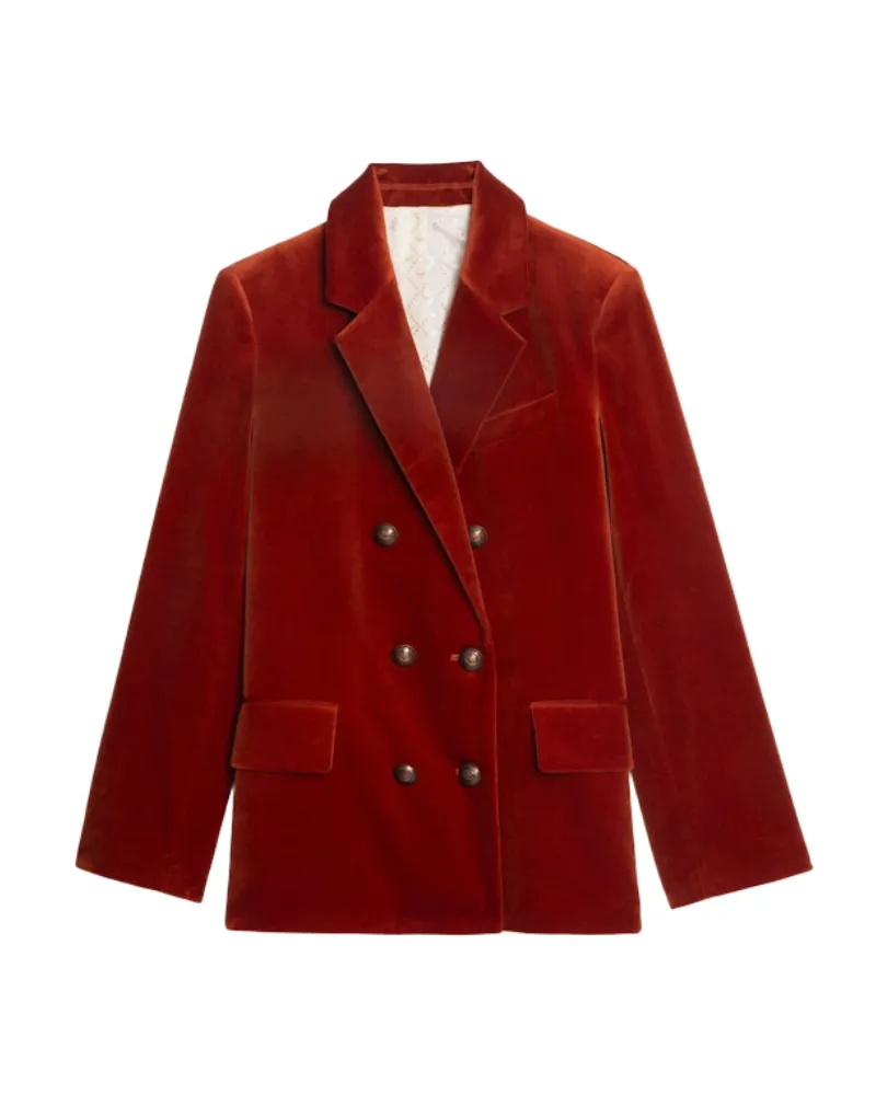 Zadig & Voltaire Blazer Vaska Samt Rot