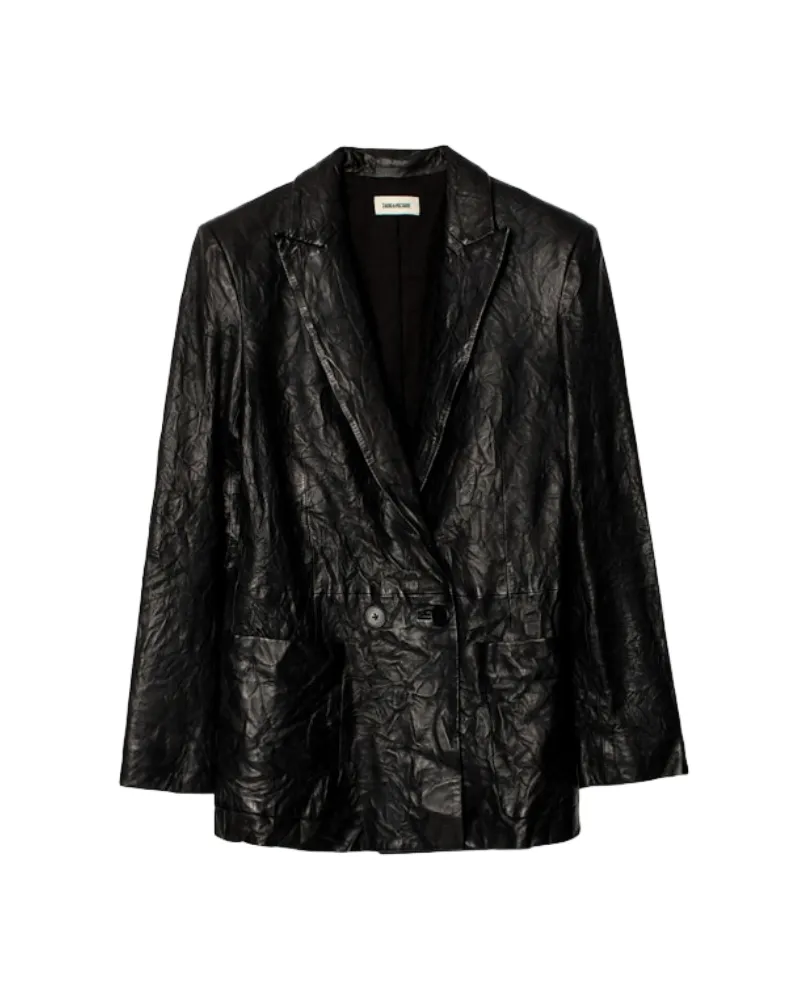 Zadig & Voltaire Jacke Visko Knitterlederjacke Schwarz