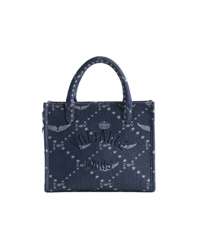 Zadig & Voltaire Angel Tote XS Denim-Monogramm Tasche Blau
