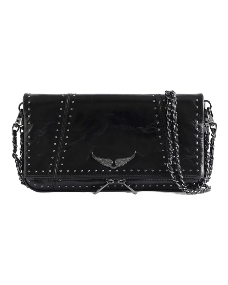 Zadig & Voltaire Clutch Rock Vintage Patent Studs Schwarz