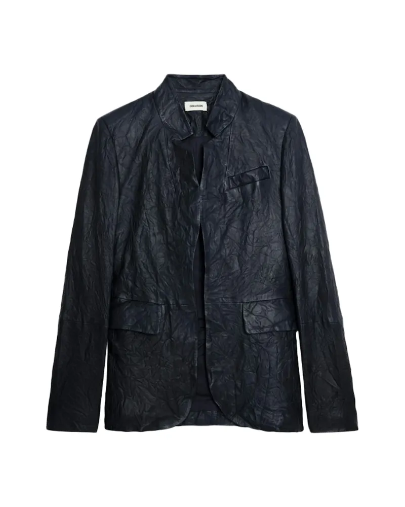 Zadig & Voltaire Blazer Very Leder Mit Knittereffekt Blau