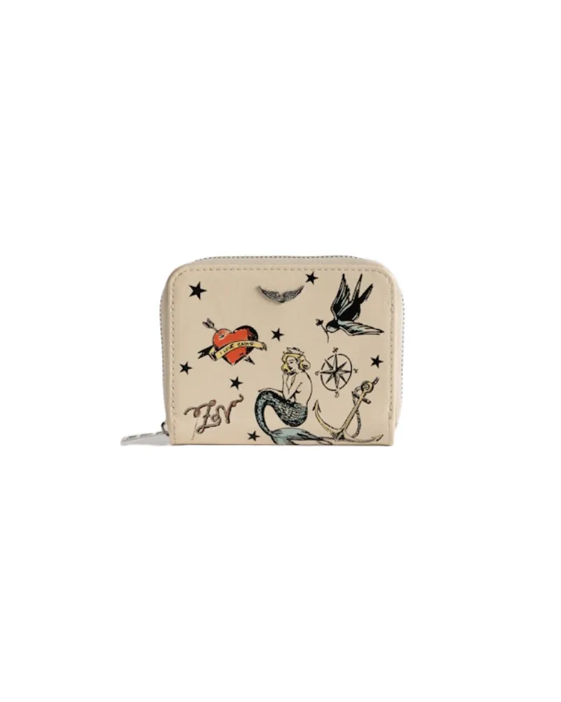 Zadig & Voltaire Mini ZV Tattoo Geldbörse Weiß