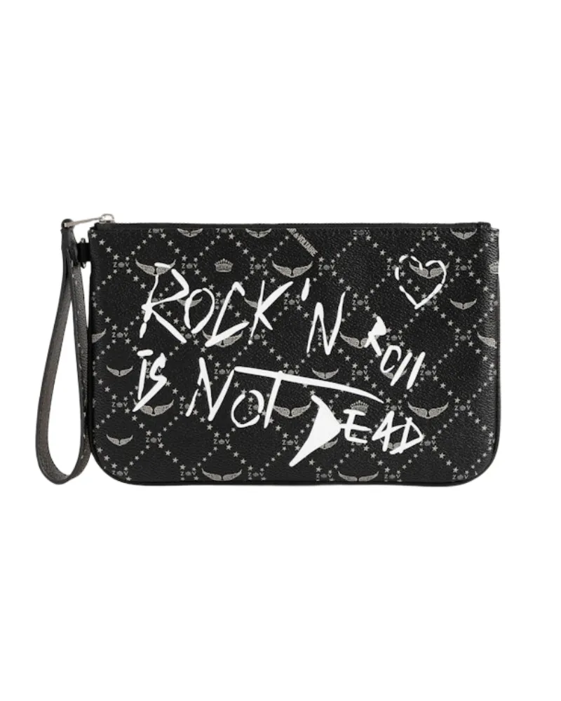 Zadig & Voltaire Z Pouch Monogram Arty Tag Clutch Schwarz
