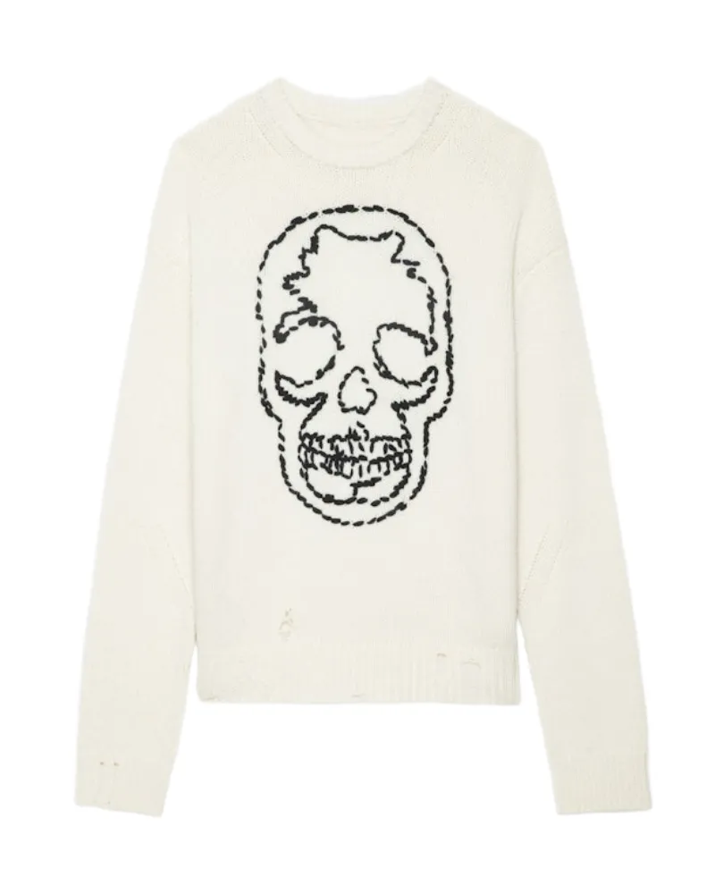 Zadig & Voltaire Pullover Marko 100% Merinowolle Weiß