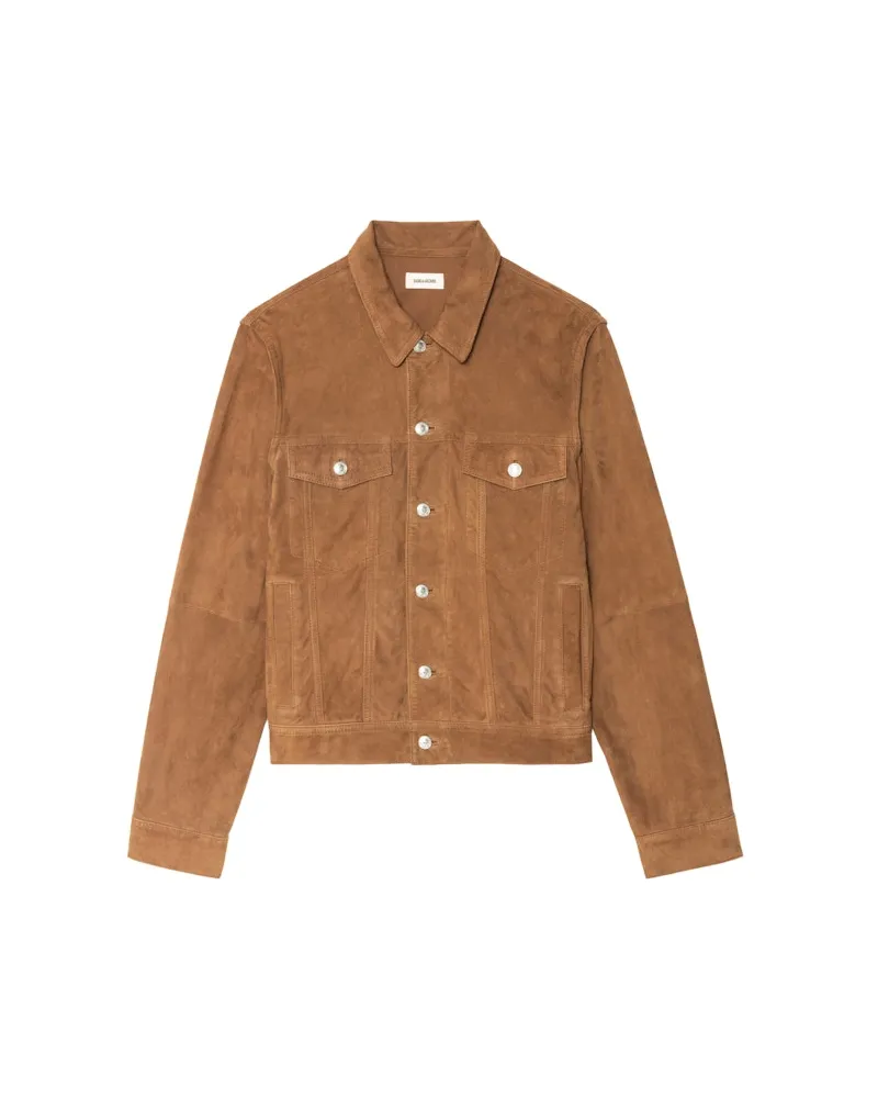 Zadig & Voltaire Bases Leder-suede Jacke Cognac