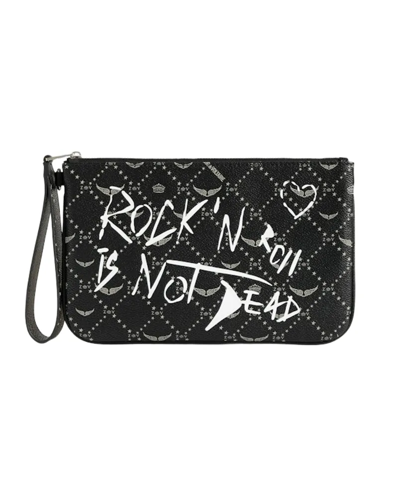 Zadig & Voltaire Z Pouch Monogram Arty Tag Clutch Schwarz