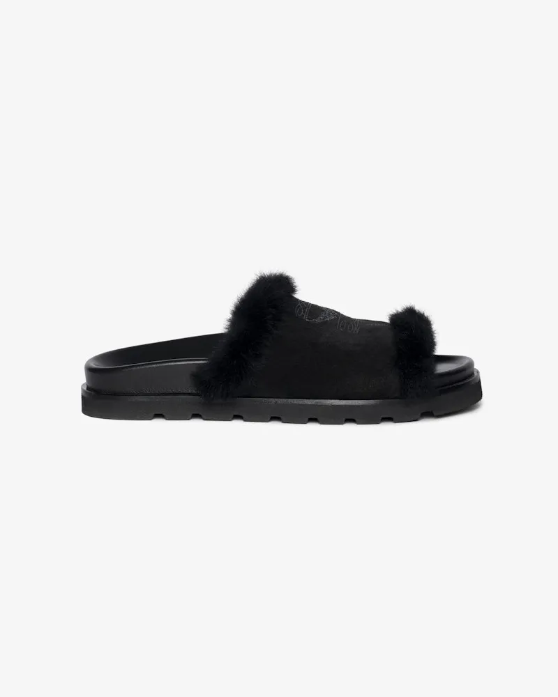 Zadig & Voltaire Mules Teddy Bare Shearling Black
