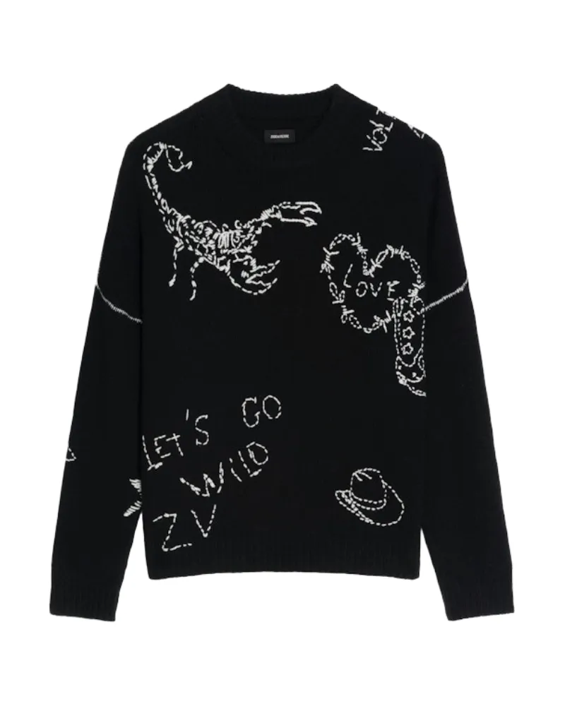 Zadig & Voltaire Pullover Bobo 100% Merinowolle Schwarz