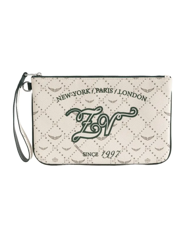 Zadig & Voltaire Z Pouch Monogram Tennis Clutch Weiß