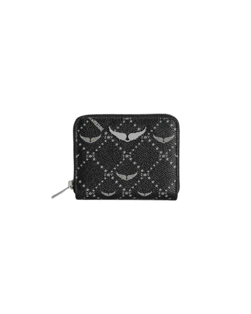 Zadig & Voltaire Mini ZV Monogram Geldbörse Schwarz