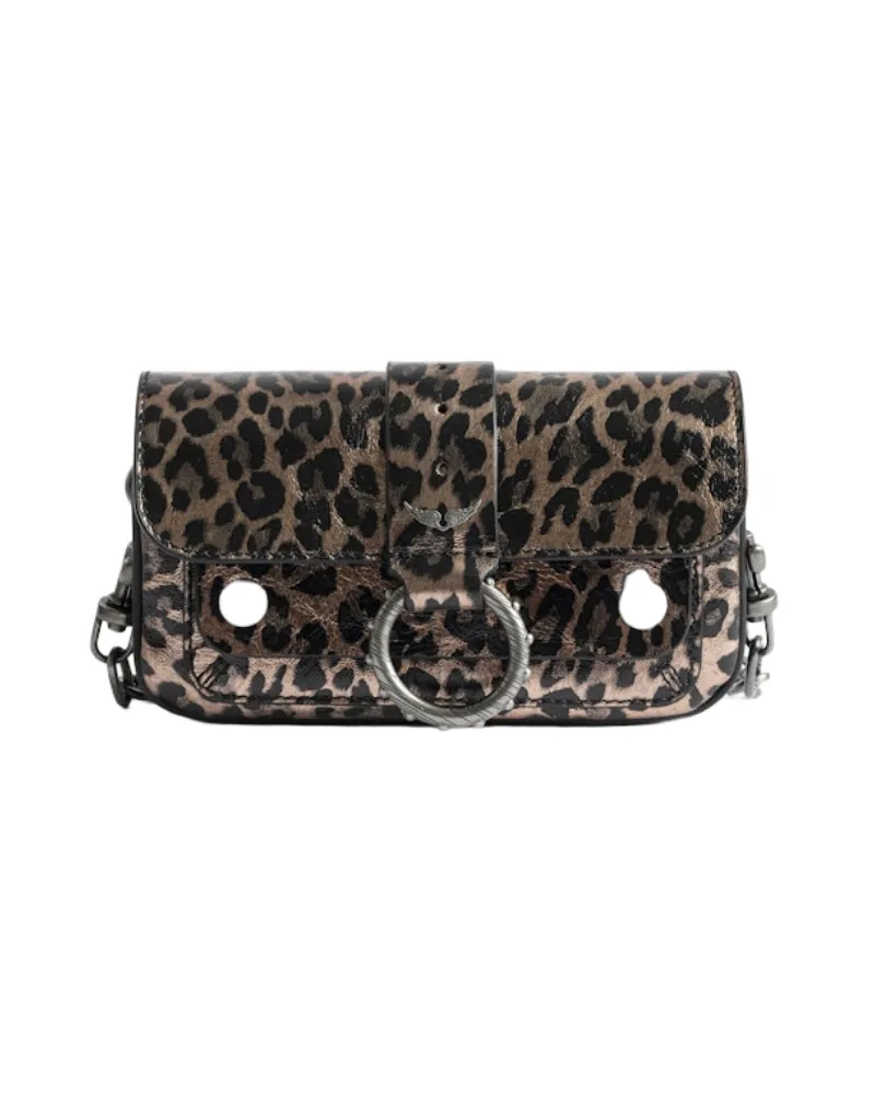 Zadig & Voltaire Tasche Kate Wallet Metal Leopard Grau